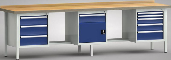 Etabli professionnel KLW - 3000 x 700 x 905 mm L x P x H (version ERGO), WP462E-3000M45-E2092