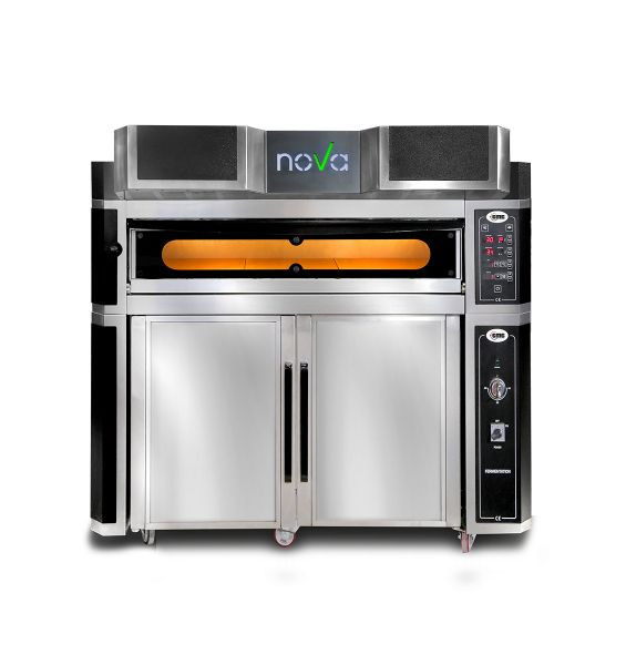 Four à pizza GMG Nova avec hotte et armoire de fermentation - isolation intérieure en laine de roche et brique réfractaire solide, 1x 8,0 kW 400V, PFN - 10570 - 1M
