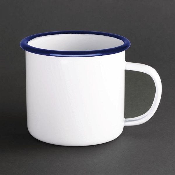 Tasses à soupe émaillées OLYMPIA blanc-bleu 67cl, UV: 6 pièces, DC398