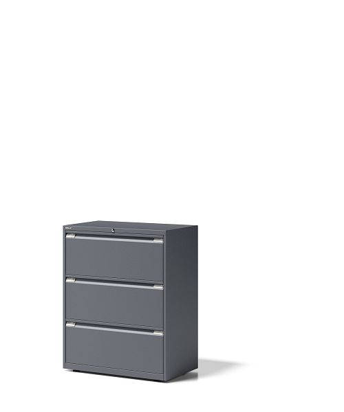 Armoire à tiroirs Bisley Essentials, 3 tiroirs chacun H 304 mm, gris anthracite, YESF0810634