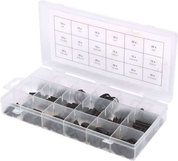 Gamme KS Tools de goupilles cylindriques/anneau Seeger/cales à ressort/circlips en E, 295 pièces, 970.0520