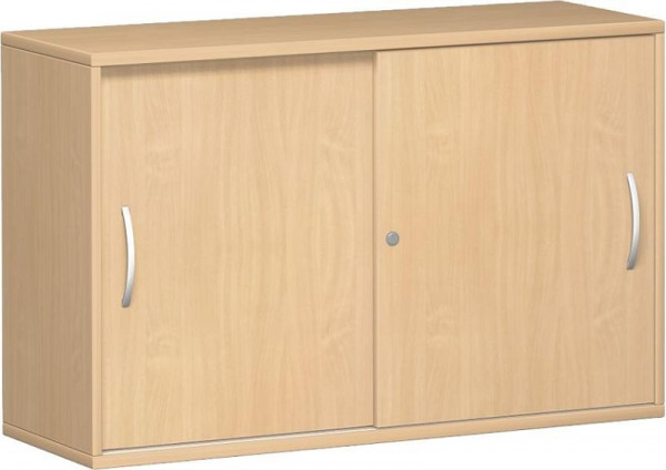 armoire à portes coulissantes geramöbel avec panneau central, 2 étagères décoratives, verrouillable, 1200x425x768, hêtre/hêtre, N-10S212-BB