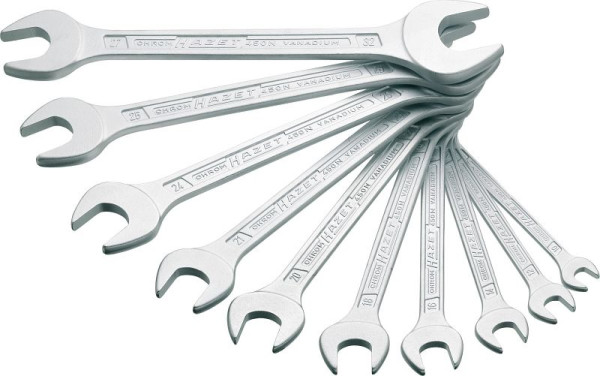 Jeu de clés à fourche doubles Hazet, profil 6 pans mâle, 6 x 7 - 27 x 32, nombre d'outils : 10, 450N/10