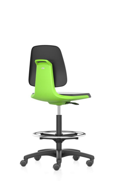 bimos Chaise de travail Labsit à roulettes, assise H.560-810 mm, mousse PU, coque d'assise verte, 9125-2000-3280