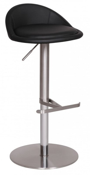 Tabouret de bar Wohnling en acier inoxydable noir, hauteur d'assise réglable 54 - 79 cm, WL1.281
