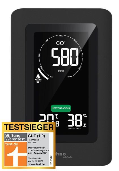 Moniteur de qualité de l'air Technoline, dimensions : 94 x 145 x 50 mm, WL 1030