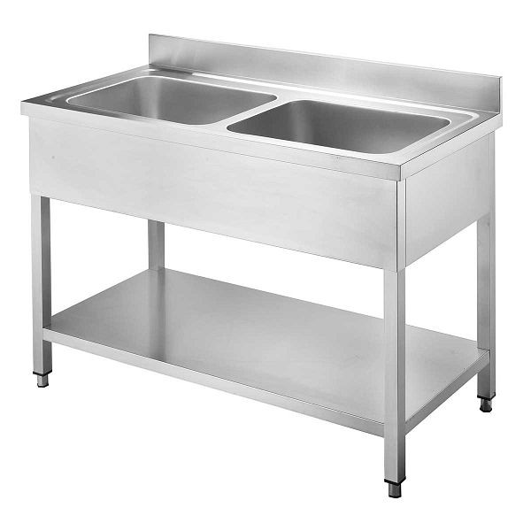Table évier Vaiotec EASYLINE 600 / 2 vasques, plan de travail 40 mm, 120x60x85 cm, 10200