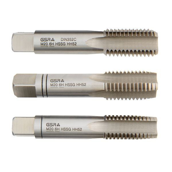 GSR jeu de tarauds à main filetage métrique DIN 2184-2 (DIN 352) droite HSS-G M 20, 00105290