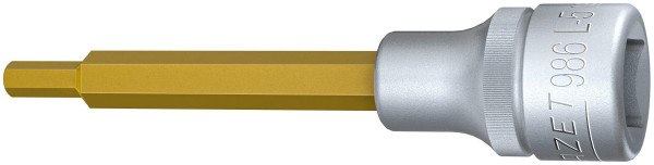 Douille tournevis Hazet, carré creux 12,5 mm, profil six pans creux, 5 mm, version longue avec moletage, 986L-5