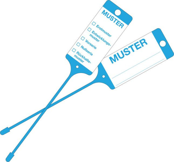 Etiquette de marchandises Eichner en PP résistante aux intempéries, bleue, impression : échantillon, UE : 100 pièces, 9219-00770