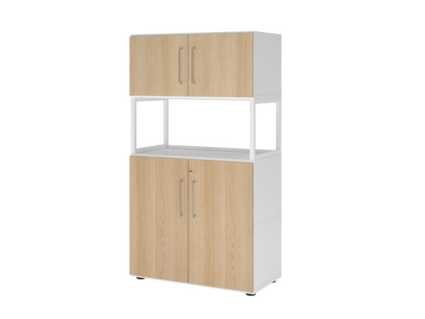 Armoire combinée Hammerbacher, 4OH, blanc/chêne, VFW48K5RG/W/E/BS
