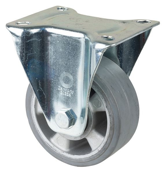 Rouleau de transport BS rollers, rouleau fixe, largeur de roue 50 mm, roue Ø 125 mm, capacité de charge 220 kg, pneus élastiques gris, aluminium, roulements à billes, LSS410.B83.125