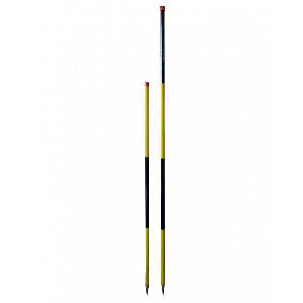Guide neige en bois NESTLE, revêtement PVC, divisions 50 cm, noir/jaune, pointe ronde, 2 m, UE : 12 pièces, 11301000