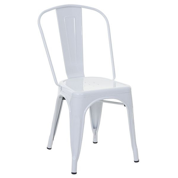 Chaise Mendler HWC-A73, chaise de bistrot, empilable, métal design industriel empilable, blanc, 57902
