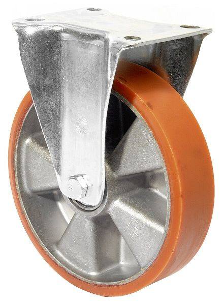Rouleau de transport BS rollers, rouleau fixe, largeur de roue 50 mm, roue Ø 200 mm, capacité de charge 300 kg, polyuréthane coulé, corps de roue en aluminium, roulement à billes, L410.B90.200