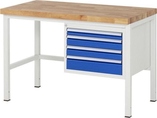 Etabli RAU série 8000 - modèle 8132, L1250 x P700 x H840-1040 mm, base système L1245 x P650 x H800-1000 mm, 03-8132A1-127B4H.11