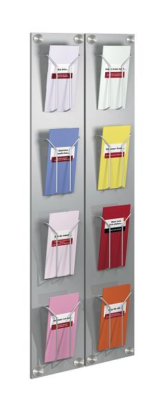 Kerkmann porte-brochures mural artline, DIN long, L 180 x P 65 x H 1020 mm, aluminium argent, 43619614