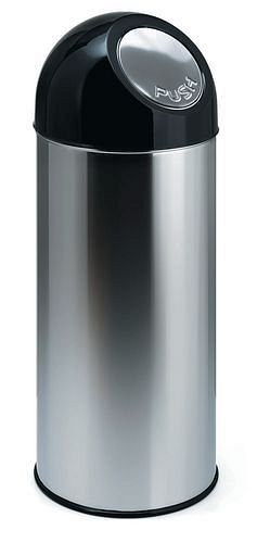 Poubelle à pousser DENIOS en acier inoxydable, volume 30 litres, avec conteneur intérieur, 153-740