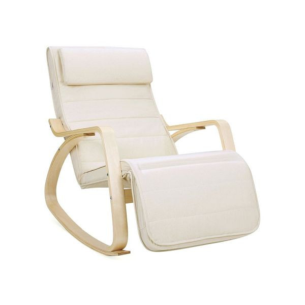 SONGMICS chaise à bascule en bois de bouleau beige, LYY10M
