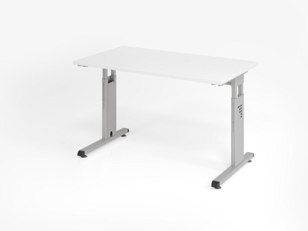 Bureau Hammerbacher OS612, 120 x 67 cm, plateau : blanc, épaisseur 25 mm, chant ABS 2 mm, forme rectangulaire, argent, VOS612/W/S