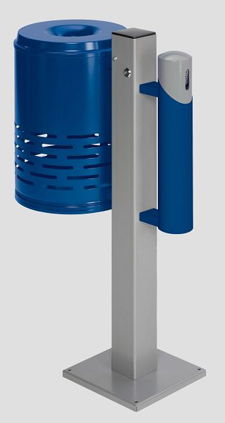 Collecteur de déchets VAR / combinaison cendrier AG 101, corbeille bleu gentiane - corps bleu gentiane section tête argent, 28121
