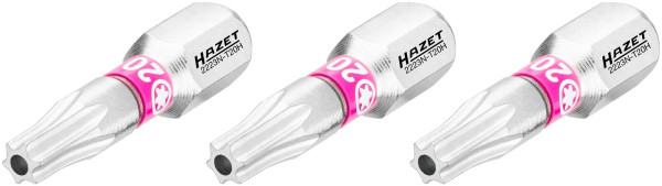 Embout Hazet, 6 pans plein 6,3 (1/4 pouce), profil TORX® inviolable, T20H, nombre d'outils : 3, 2223N-T20H/3