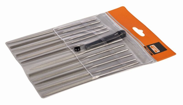 Jeu de limes aiguilles Bahco, 12 pièces, 160 mm, étui en plastique, coupe 2, 2-472-16-2-0