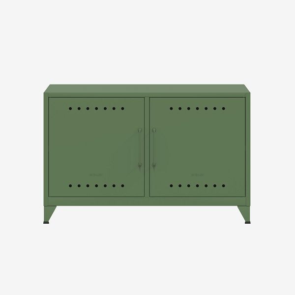 Buffet Bisley Fern Cabby, avec étagère fixe, sortie de câble dans la paroi arrière et support de câble Velcro, vert olive (623), FERCAB623