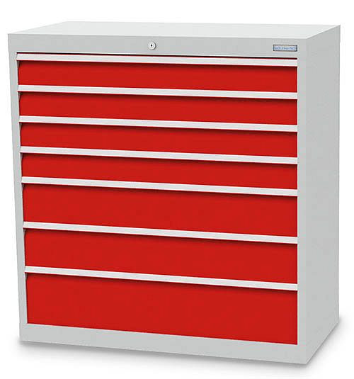 Armoire à tiroirs Bedrunka+Hirth, profondeur 500 mm, R 36-16, 980 x 500 x 1019 mm, 7 x tiroirs (4x 100VA, 2x 150VA, 1x 200VA), capacité de charge 50 kg, 90.421