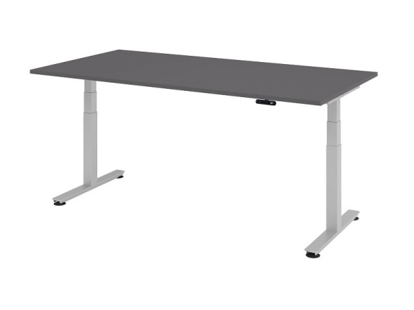 Bureau assis-debout électrique Hammerbacher 200x100cm graphite/argent, hauteur de travail 63,5-128,5 cm, VXDSM2E/G/S