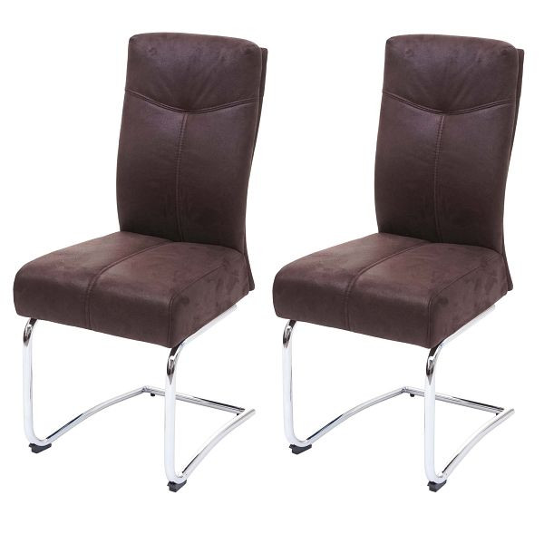 Ensemble de 2 chaises de salle à manger Mendler HWC-G56, chaise de cuisine en porte-à-faux, aspect daim textile, marron, 71710