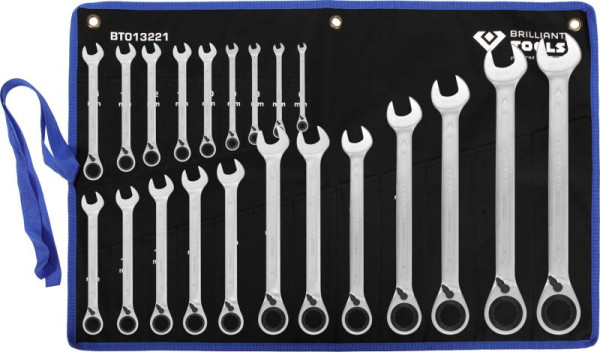 Brilliant Tools BT013221 Jeu de 21 clés mixtes à cliquet réversible 6-32 mm