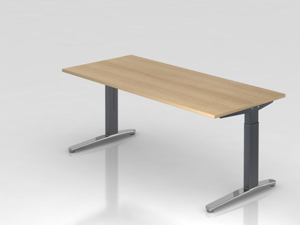 Bureau Hammerbacher pied C 180x80cm chêne/graphite (poli), forme rectangulaire, VXB19/E/GC
