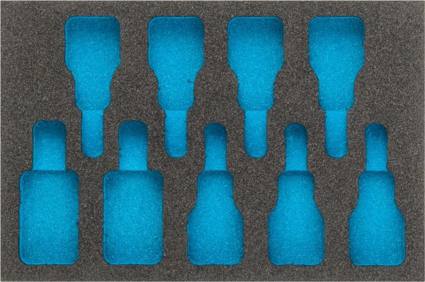 Insert en mousse souple à 2 composants Hazet, pour 163-271/9, 992/9, dimensions/longueur : 172 mm x 114 mm Taille du système d'organisation : 1/9 (172 x 114 mm), 163-271L