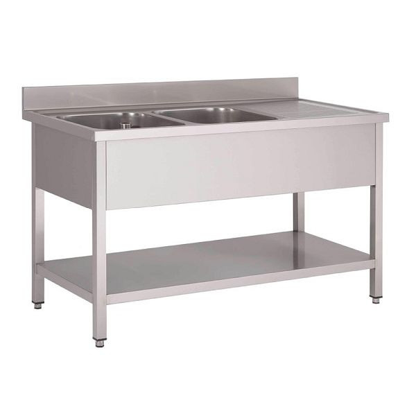 Évier Gastro M double vasque gauche 160cm de long, GN203