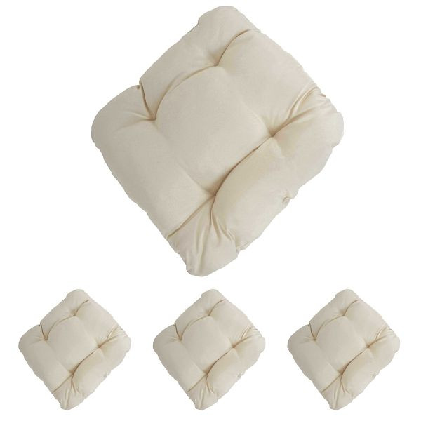 Mendler Lot de 4 coussins de siège Dublin, coussins de chaise, 41x38x8cm, crème, 37609+37609