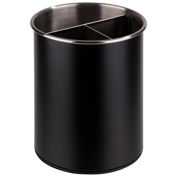 Range-couverts APS, rotatif, Ø 13 cm, hauteur 16,5 cm, séparateur amovible (3 compartiments), acier inoxydable, noir, 11748