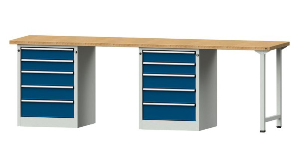 Établis ANKE Établi combiné, modèle 915 V, 2800 x 700 x 890 mm, RAL 7035/5010, BMP 40 mm, 415.129