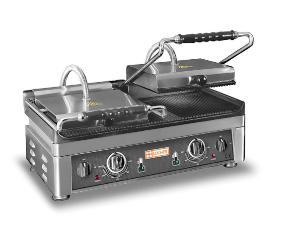 Grille de contact double électrique Locher EKG56R avec des surfaces de cuisson extra larges, rainurées en haut et en bas, 112719