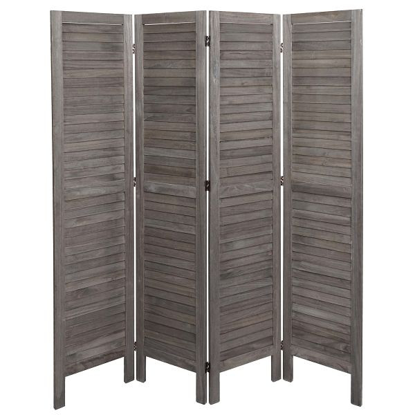 Mendler Paravent HWC-G30, écran de séparation, séparateur de pièce, aspect shabby 170x162cm, gris-brun, 94462