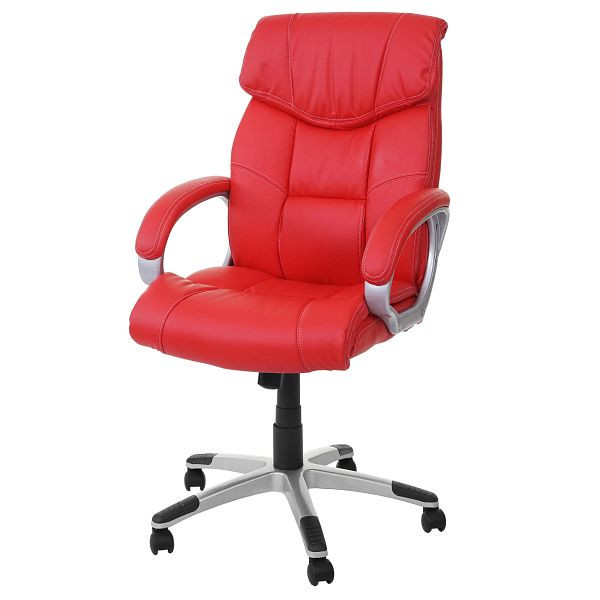 Chaise de bureau Mendler HWC-A71, chaise de direction, chaise pivotante, similicuir, rouge, 14054