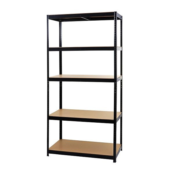 Rayonnage pour charges lourdes Mendler HWC-E33, rayonnage de sous-sol, rayonnage sans vis, rayonnage de stockage, 875 kg acier 5 étagères, noir 200x100x60cm, 72249