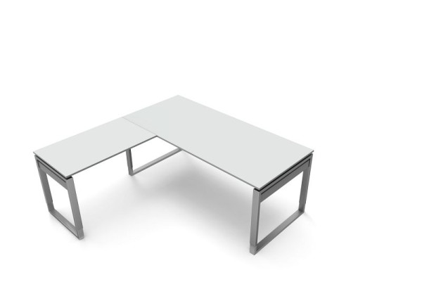 Bureau Kerkmann L 1800 x P 800 x H 680-820 mm avec table d'extension, forme 5, coloris : gris clair, 11405611