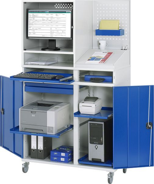 Armoire informatique RAU - modèle 68, L1100xP520xH1895mm, boîtier pour moniteur L650 x P520 x H710mm, support central pour diviser la largeur d'installation, 07-1100T-M68-MG5F.11
