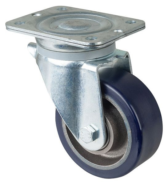 Roues BS Roulette robuste, largeur de roue 50 mm, Ø roue 125 mm, capacité de charge 400 kg, polyuréthane coulé 78 Shore A, corps de roue en fonte, roulement à billes, N100.C11.126