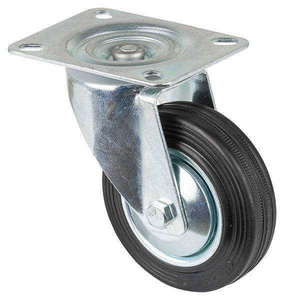 Rouleau de transport BS rollers, largeur de roue 30 mm, roue Ø 100 mm, capacité de charge 70 kg, jante en acier, roulement à rouleaux, plaque, pack : 4 pièces, L400.B55.101