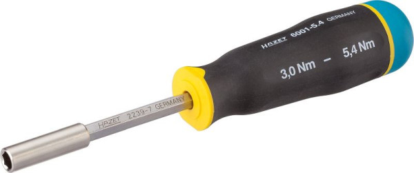Tournevis dynamométrique Hazet, Nm min-max : 3 - 5,4 Nm, tolérance : 6 %, 6 pans creux 6,3 (1/4 pouce), nombre d'outils : 3, 6001-5.4/3