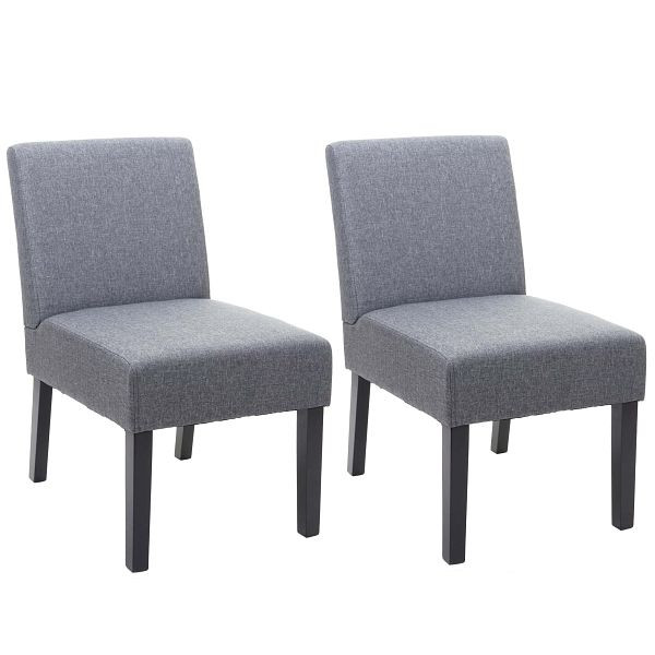 Mendler ensemble de 2 chaises de salle à manger HWC-F61, chaise lounge chair, tissu/textile, gris foncé, 70172