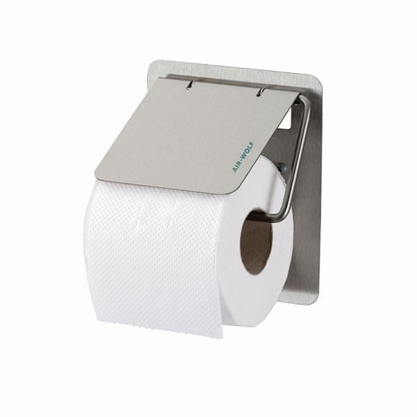 Porte-papier toilette Air Wolf, série Omega, H x L x P : 155 x 130 x 117 mm, acier inoxydable revêtu, 29-032