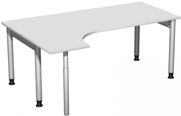 Bureau PC geramöbel gauche, réglable en hauteur, 1800x1200x680-820, gris clair/argent, N-657324-LS